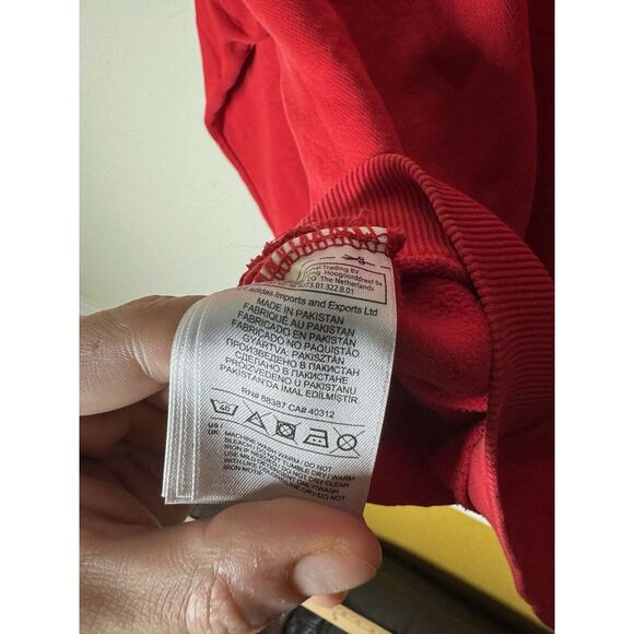 COPY - Red Adidas Logo Graphic Printed Hoodie Sweater Hooded Sz M - Picture 5 of 5